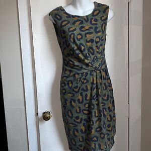 PHILOSOPHY Green Leopard Print Sleeveless Dress-S